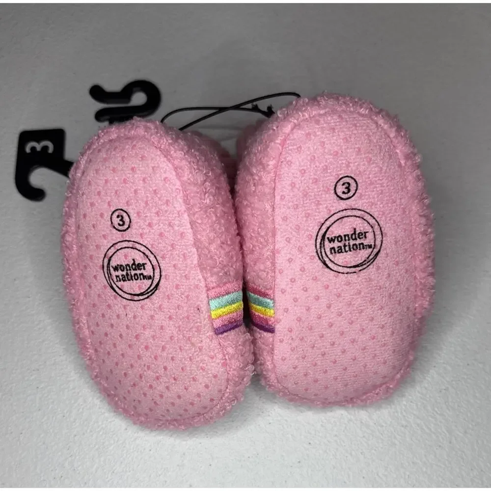 Wonder Nation Baby Girl Rainbow Slippers Pink, Size 3